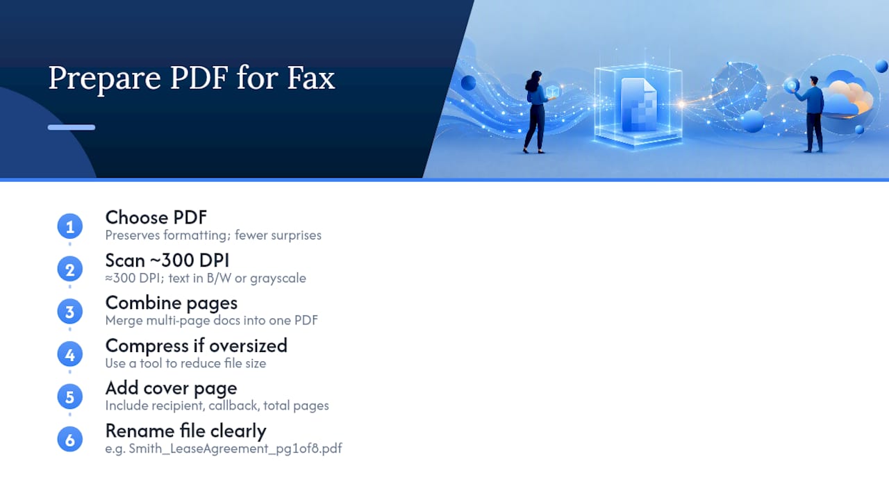 PDF preparation steps for faxing