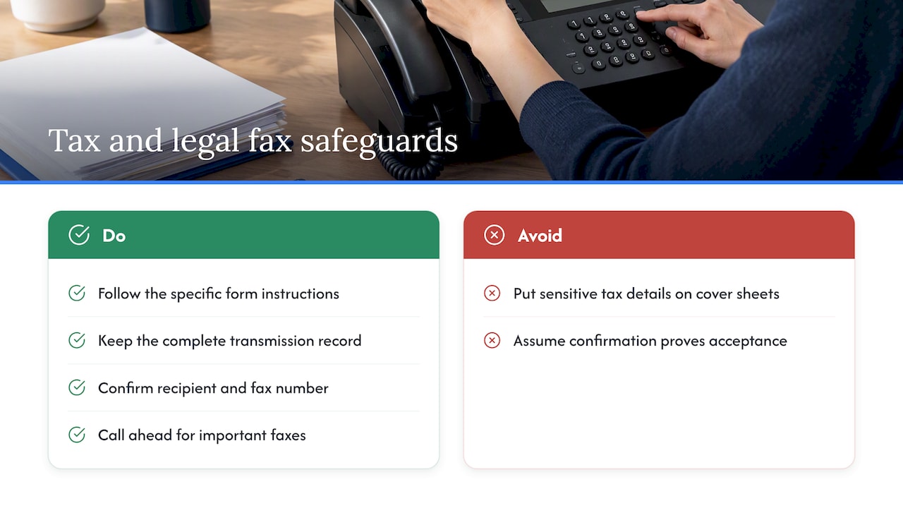 Three safeguards for sending tax and legal faxes