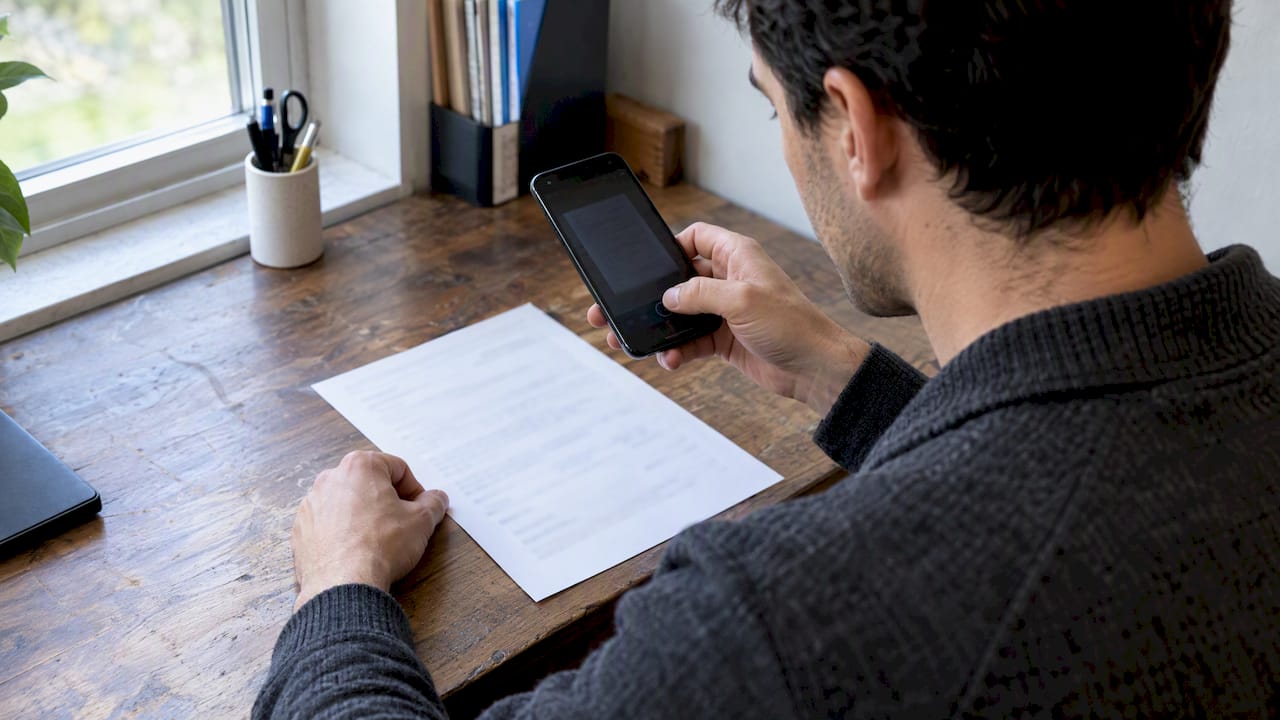 Android phone scanning a fax document