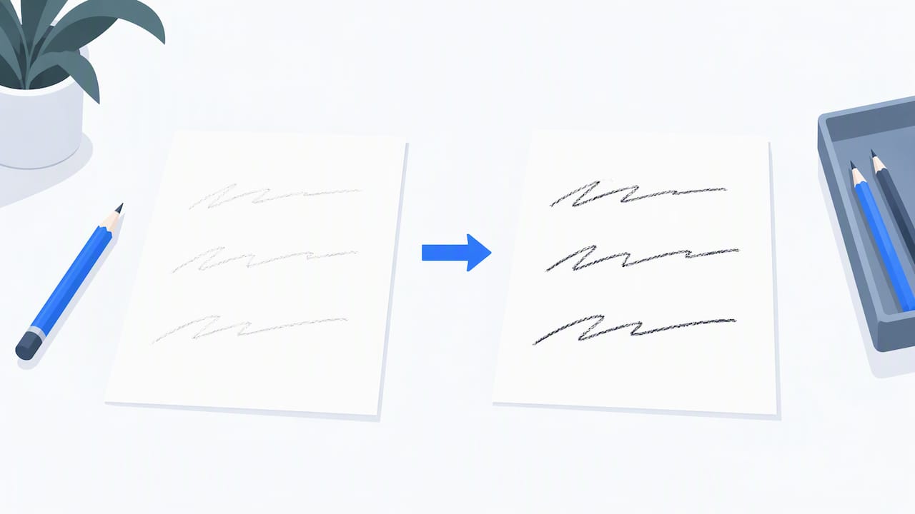 Illustration of improving faint handwriting scan contrast