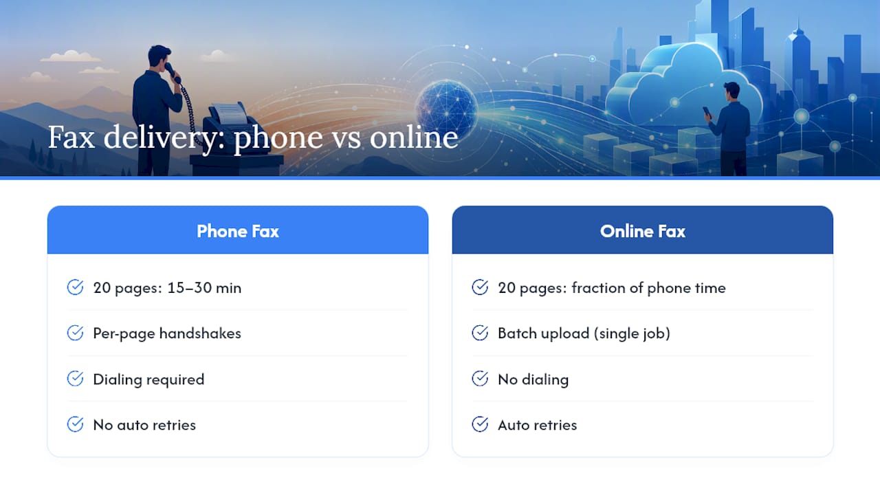Traditional and online fax delivery time comparison