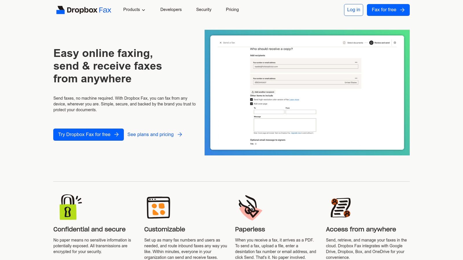 free online fax no credit card dropbox fax