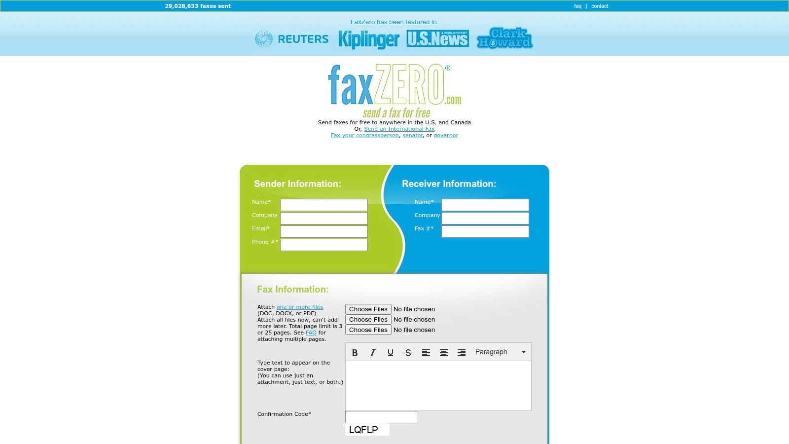 free online fax no credit card fax form