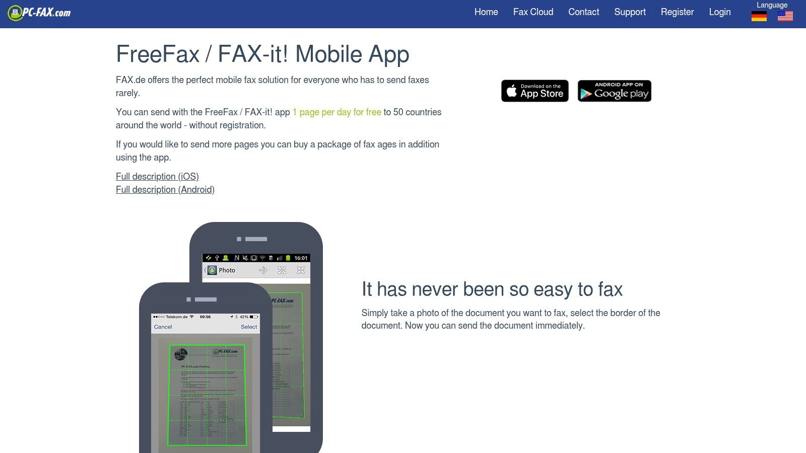 one time free fax mobile app